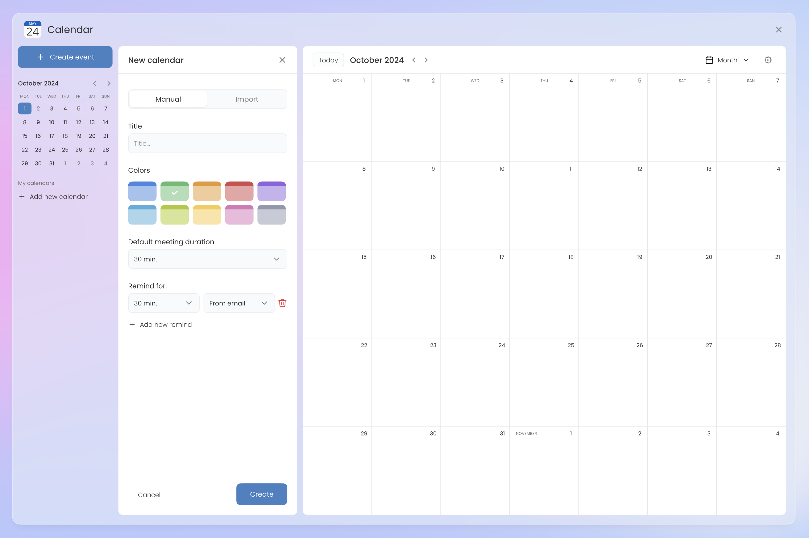 Unlyme calendar screenshot
